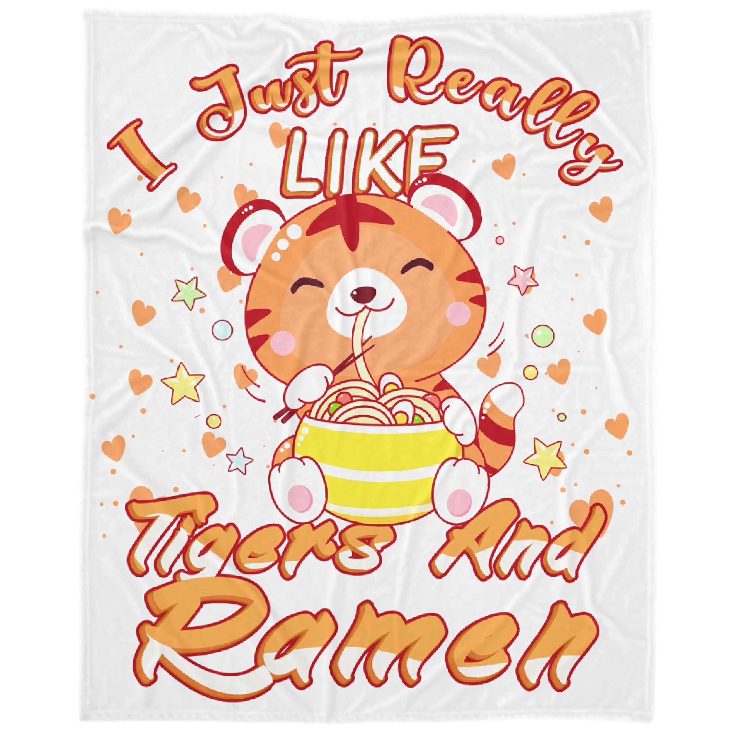 Super Soft Tiger & Ramen Print Fleece Blanket - Lightweight Plush Throw for Sofa, Chair, Couch - 50x40 Inch Cozy Bedding for Toddlers & Adults - Perfect Gift for Anime & Food Lovers - Great for Lounging, Napping & Home Decor