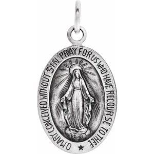 14K White Gold Catholic Miraculous Medal Pendant for Women - Religious Jewelry Gift for Baptism, First Communion & Daily Devotion