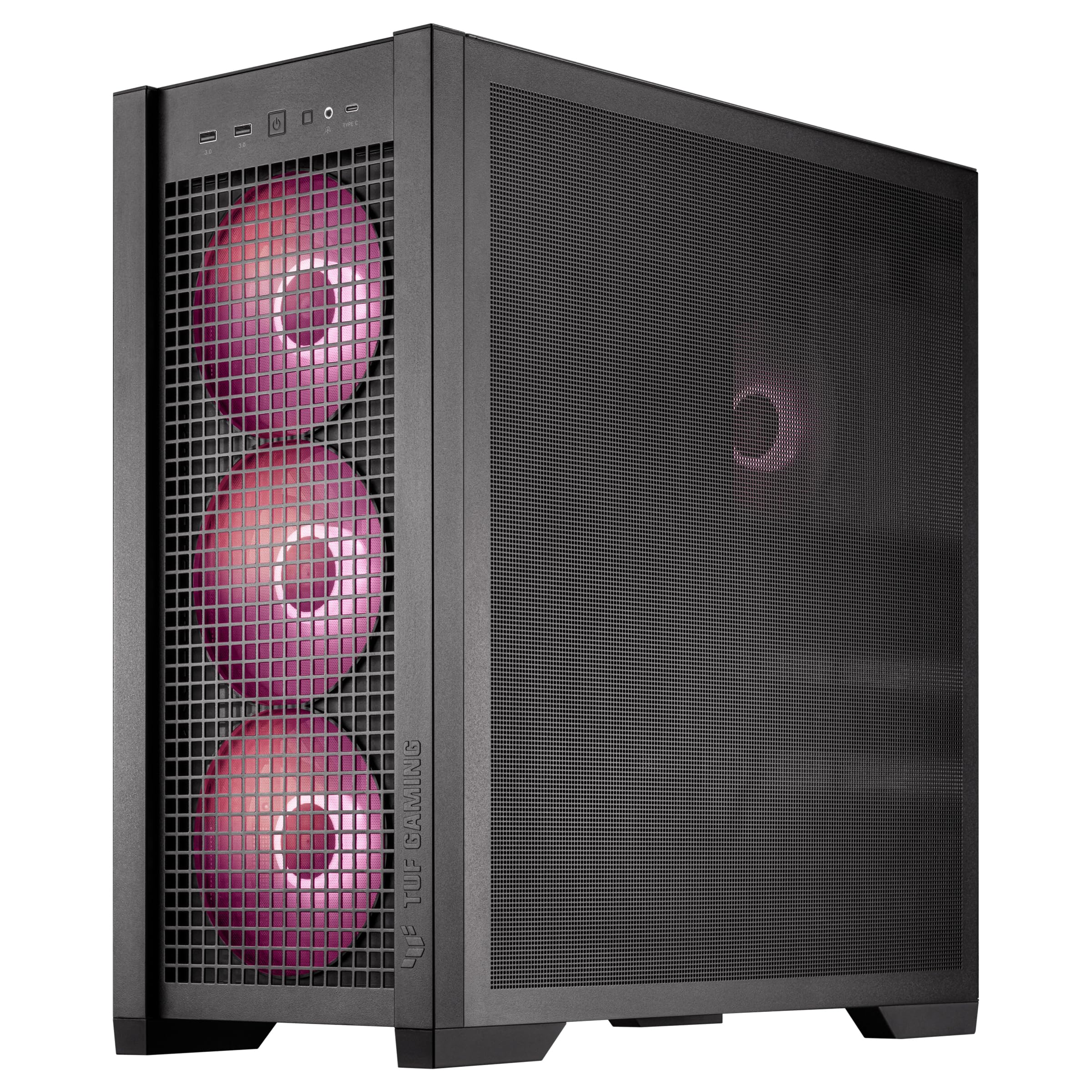 ASUS TUF Gaming GT302 ARGB ATX Mid-Tower PC Case - High Airflow with 4x140mm ARGB Fans, Interchangeable Tempered Glass/Mesh Panels, BTF Hidden-Connector Motherboard Support | Black | Ideal for Gaming Rigs & High-Performance PC Builds