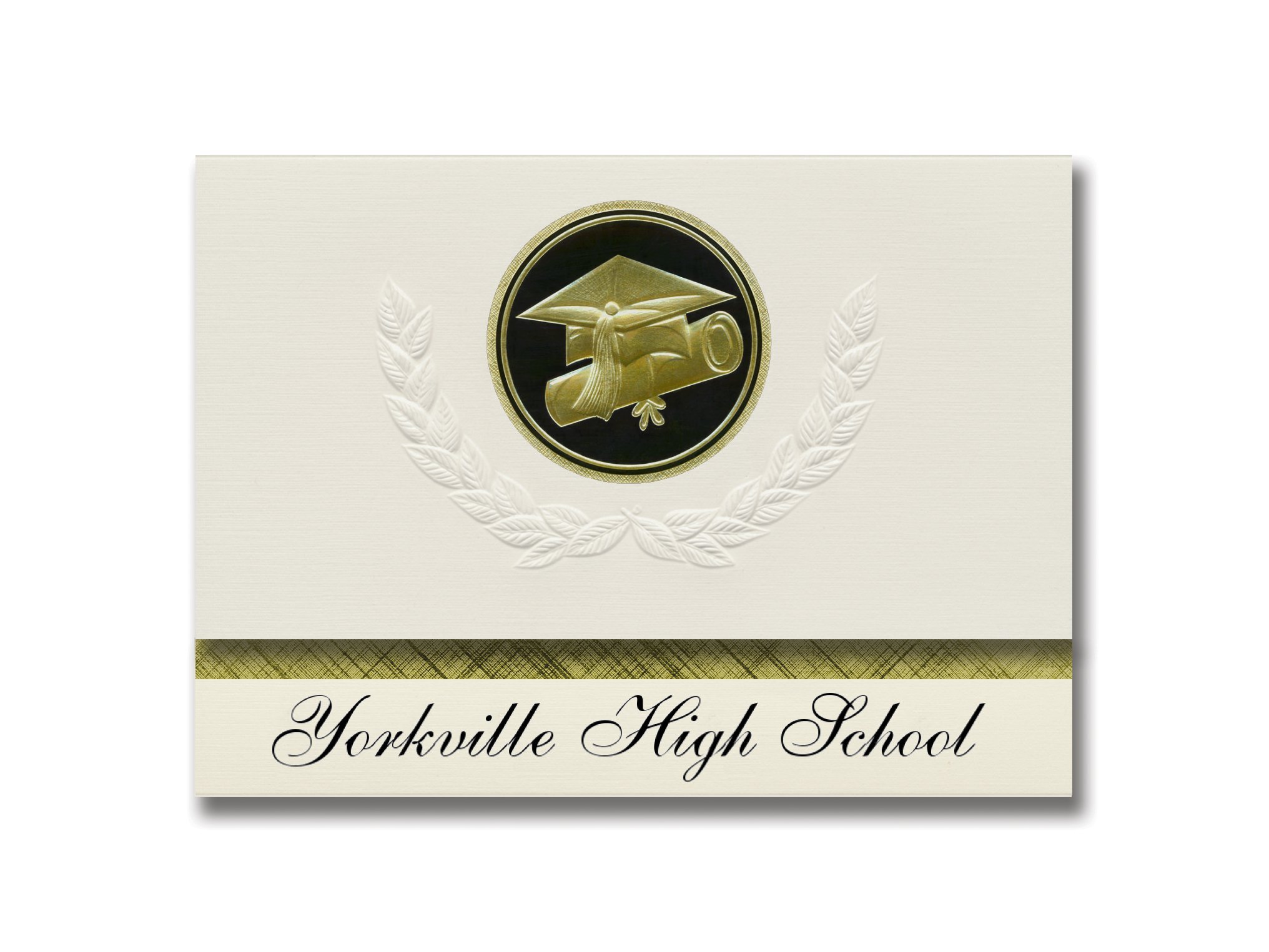 Yorkville High School Graduation Announcements - Premium Presidential Style, Elite Package of 25 with Cap & Diploma Seal in Black & Gold | Perfect for Yorkville, IL Graduates' Formal Celebrations & Keepsakes