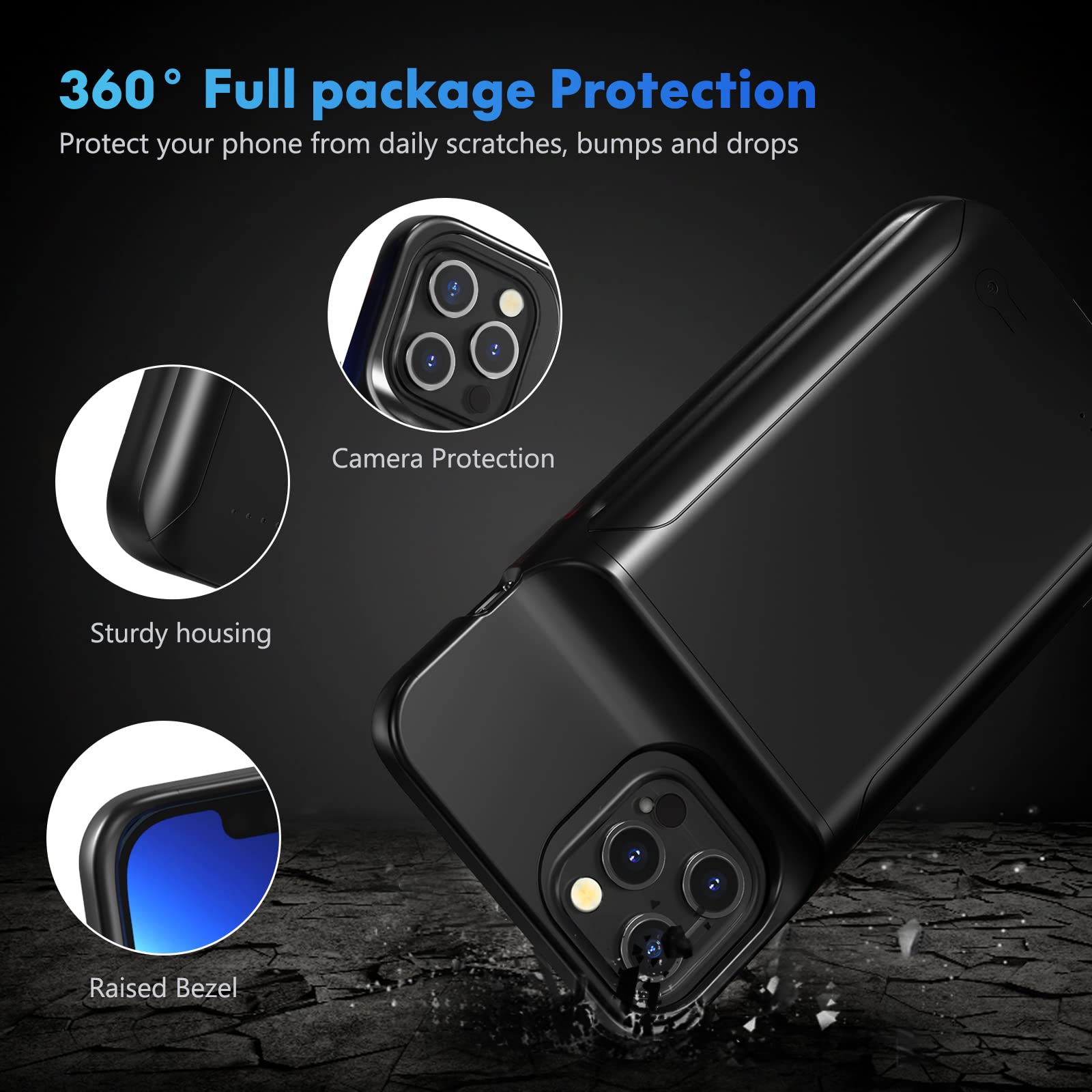 Slim 10000mAh Portable Battery Case for iPhone 14 Pro - Extended Battery Charger & Protective Power Bank Case | Perfect for Travel, Outdoor Activities & Emergency Charging