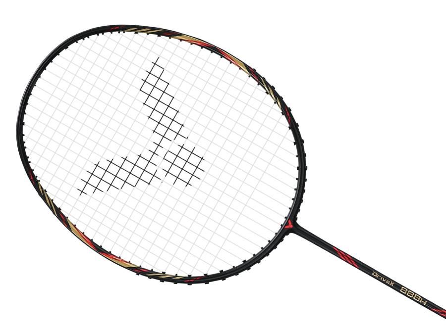 Victor DriveX 888H Strung Badminton Racket - High Performance Carbon Fiber Badminton Racquet with Pre-Strung Strings [Black] - Perfect for Professional Players & Tournament Play