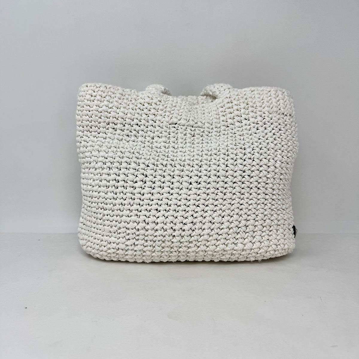 Prada Raffia Small Crochet Tote Bag - Women's Designer Handwoven Straw Beach Tote for Summer Vacation, Shopping & Casual Outings