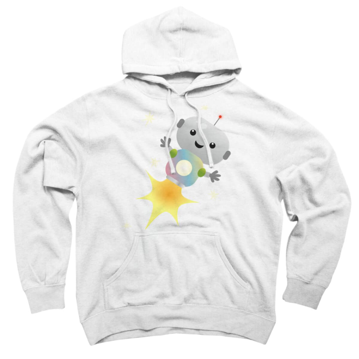 Design By Humans Unisex Cute Robot in Space Cartoon Hoodie - Soft Pullover Sweatshirt for Men & Women - Perfect for Casual Wear, Gifts & Anime Fans