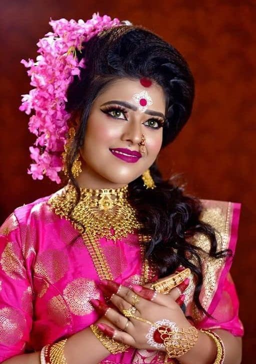 Pink Hair Gajra Flowers for Wedding, Bridal Hair Accessories, Long Floral Hair Jewelry (Pack of 1) - Perfect for Indian Weddings, Bridal Mehendi, and Cultural Festivals