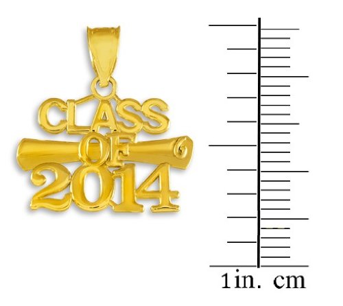 10k Yellow Gold Class of 2014 Graduation Charm Pendant - Elegant Jewelry Gift for High School & College Graduates - Perfect for Necklaces, Bracelets & Keepsake Boxes