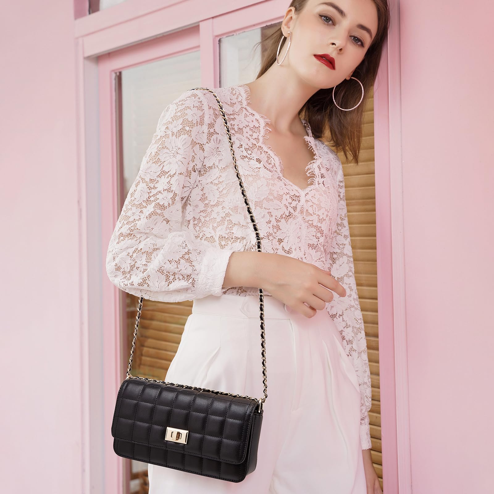 LAORENTOU Vegan Leather Heart Crossbody Bag for Women - Stylish Magnetic Buckle Purse for Daily Use