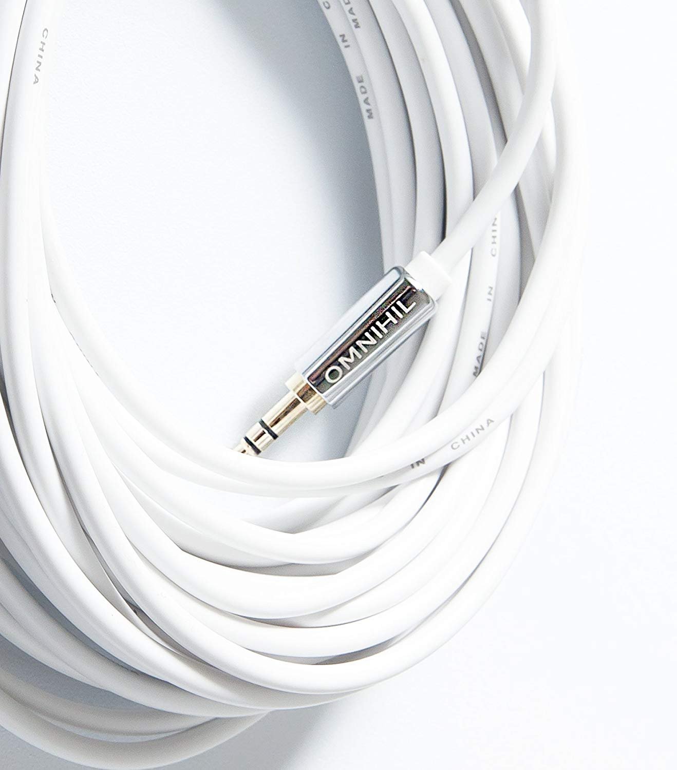 OMNIHIL 30ft 3.5mm AUX Extension Cable - Extra Long Audio Headphone Cord for Wireless Bluetooth Headphones, Speakers, iLive & More - Matte Finish (IAHB74MP) | Perfect for Home Theater, Gaming & Car Audio Systems