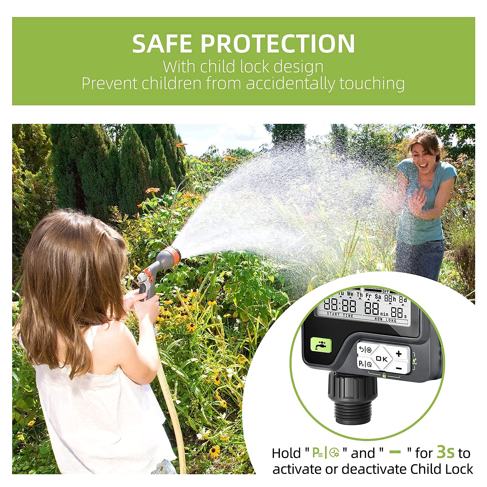 Smart Sprinkler Timer with Rain Sensor - 6 Irrigation Modes, Manual/Automatic/ Rain Delay Watering System for Garden, Lawn & Outdoor Plants - Perfect for Efficient Watering & Conservation