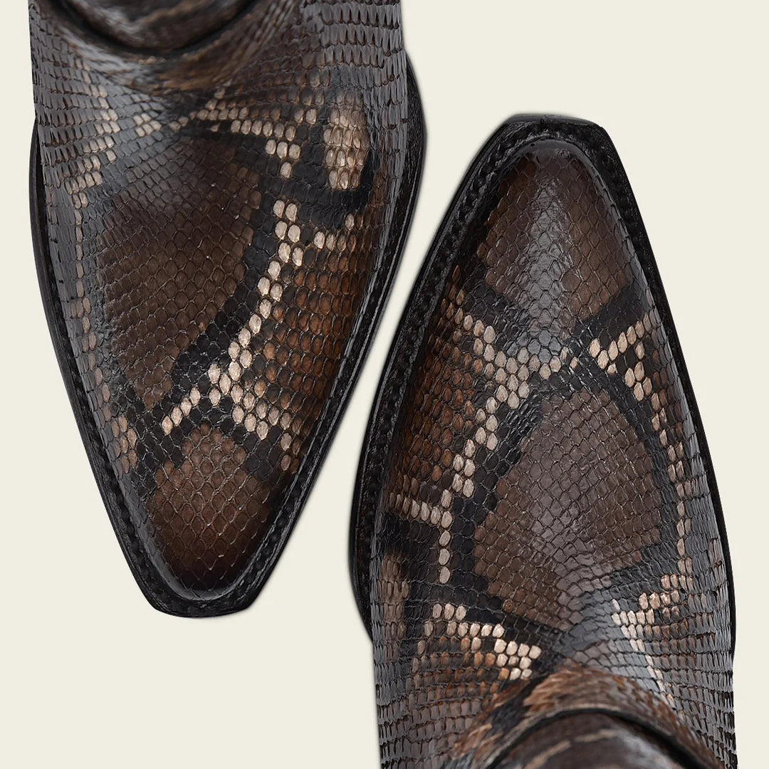 Women's Cuadra Brown Western Cowgirl Python Leather Ankle Boots - Stylish & Comfortable for Rodeo, Country Dancing & Everyday Wear