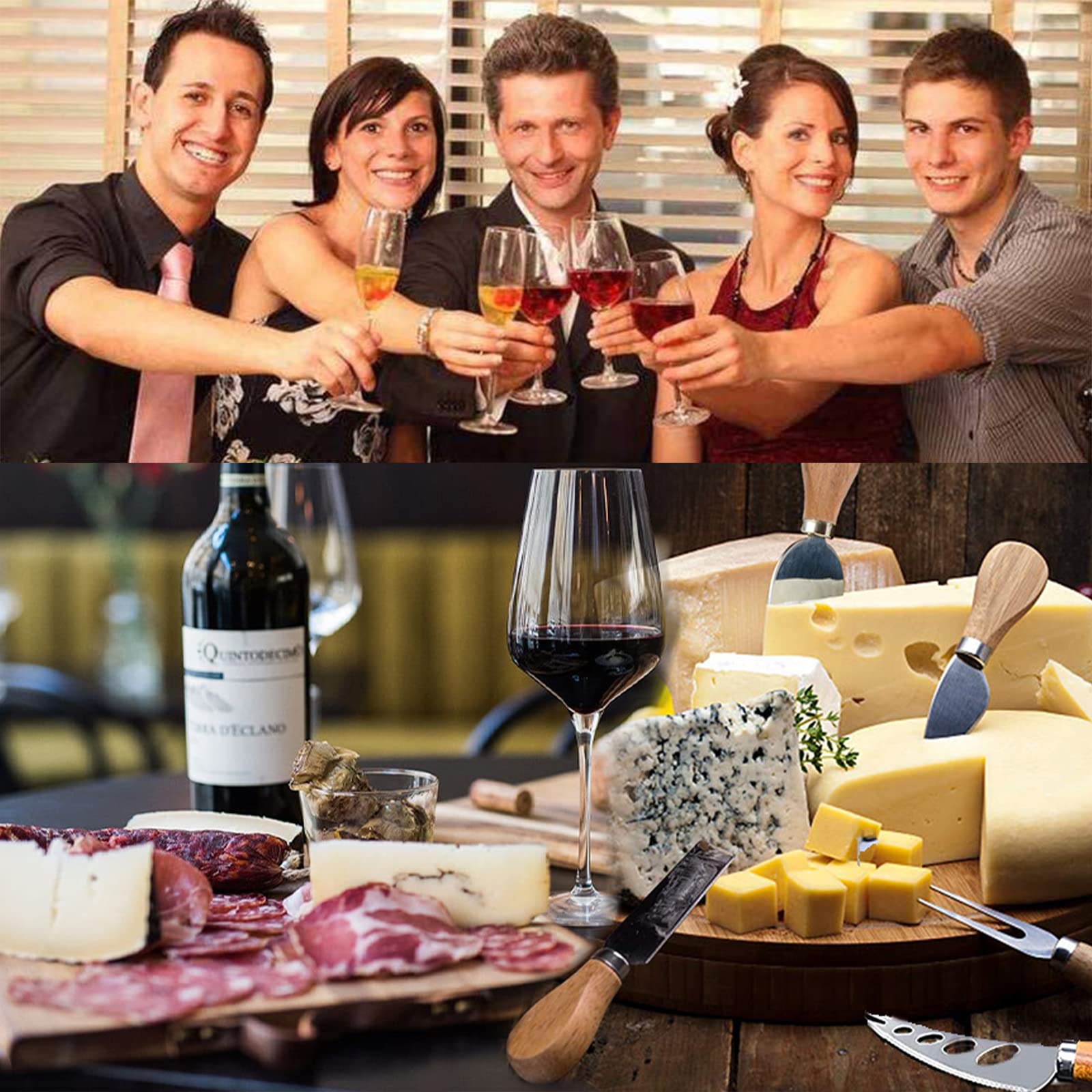 Premium 6-Piece Stainless Steel Cheese Knife Set with Slicer, Cutter & Fork - Perfect for Charcuterie Boards, Wine Pairings & Gourmet Cheese Tasting | Elegant Cutlery Gift Set for Cheese Lovers & Entertaining