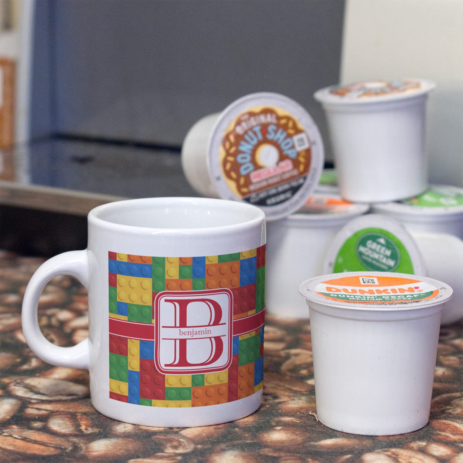 Custom Engraved Espresso Cups Set of 4 - Personalized Coffee Mugs with Building Blocks Design - Perfect for Home Baristas, Office Coffee Breaks & Gift Giving