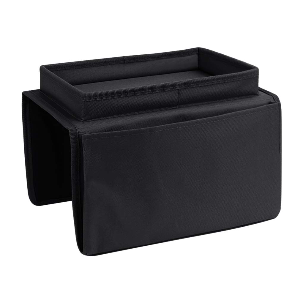 5-Pocket TV Remote Control Holder & Armrest Organizer - Couch Sofa Tray with Oxford Fabric for Drinks, Magazines, Books, Snacks & Phone - Perfect for Living Room, Bedroom & Office Use