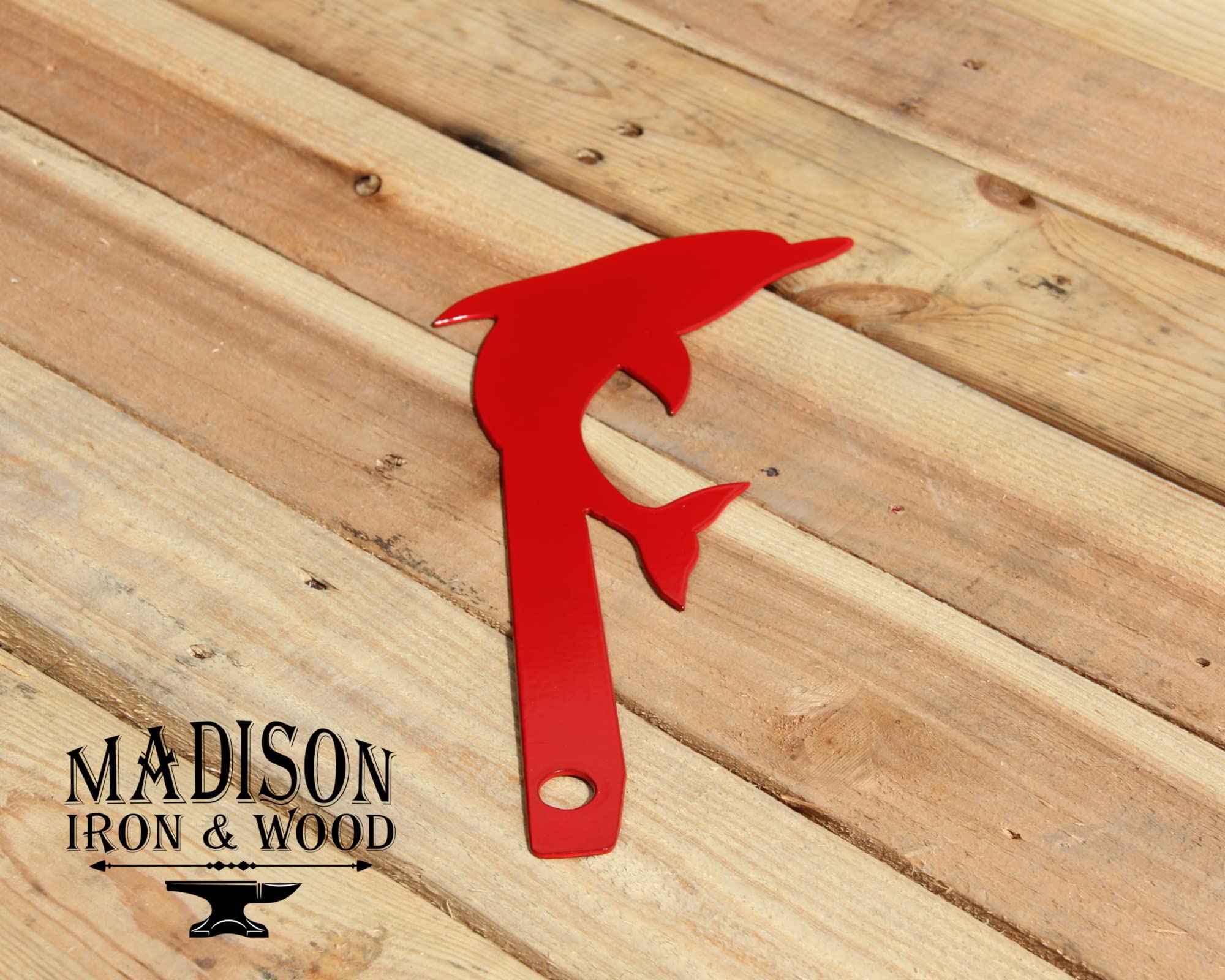 Decorative Metal Dolphin Mailbox Replacement Flag - Red, Madison Iron and Wood Design | Perfect for Coastal, Beach House, or Garden Mailbox Decoration (Hardware Not Included)