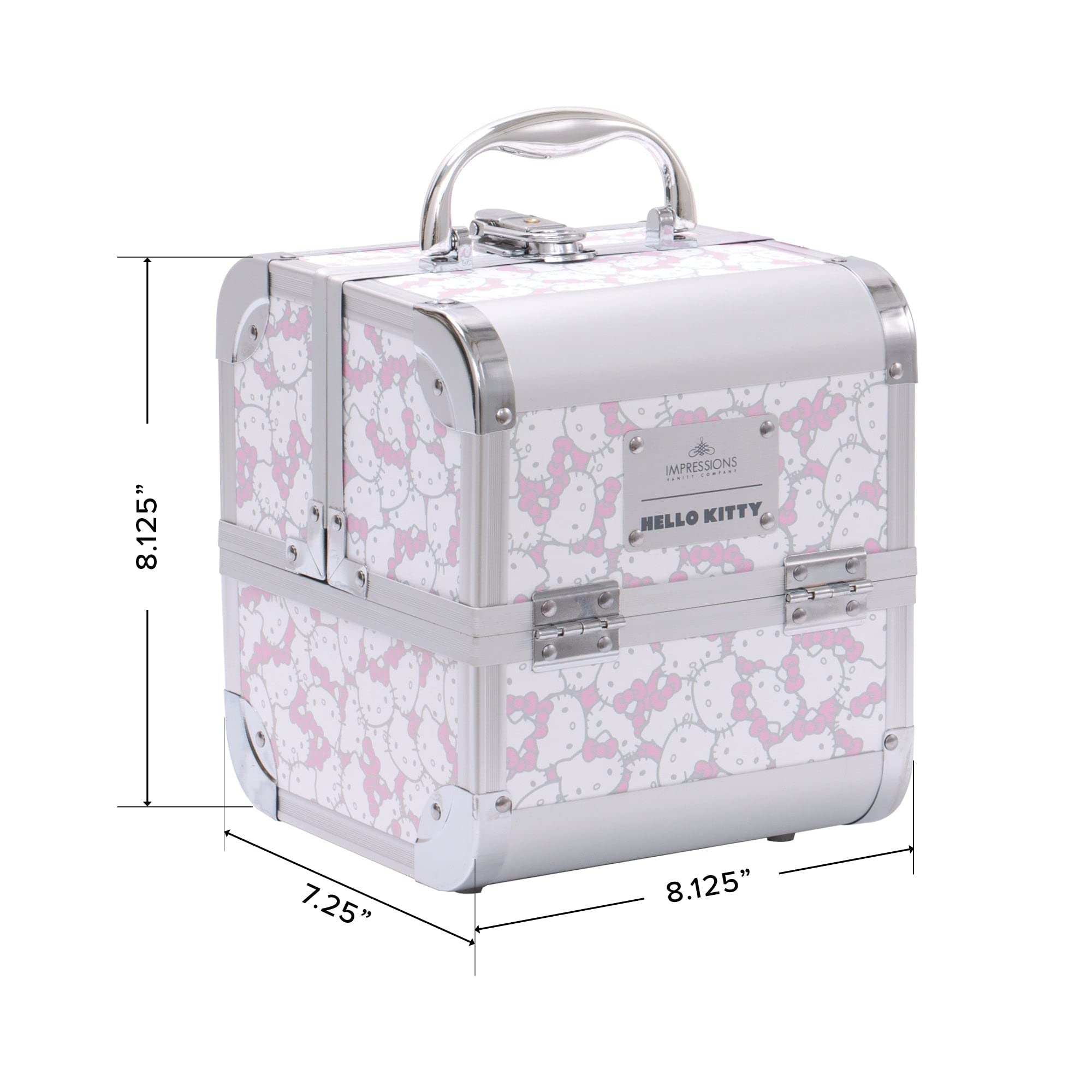 Hello Kitty Makeup Travel Case - Portable SlayCube Makeup Organizer with 2 Extendable Trays, Flip Top Mirror & Durable Outer Shell (White/Pink) - Perfect for Travel, Home Vanity & On-the-Go Touch Ups
