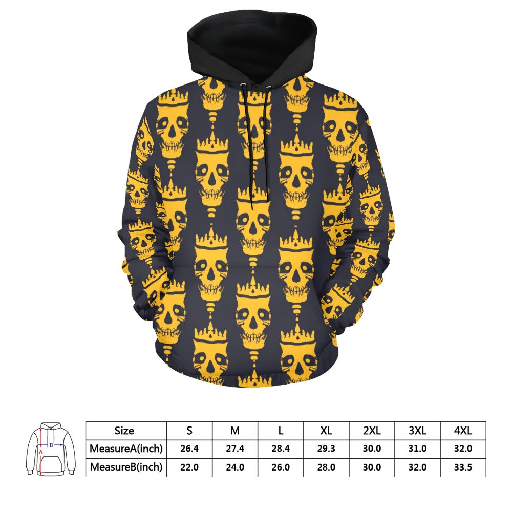 Crowned Skulls Hoodie for Men & Women - Gothic Streetwear Pullover with Skull Design | Perfect for Halloween, Concerts, and Urban Fashion
