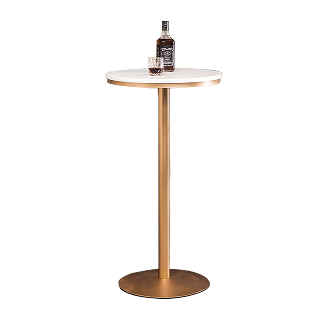 Marble Round Bar Table with Metal Leg - 21.6