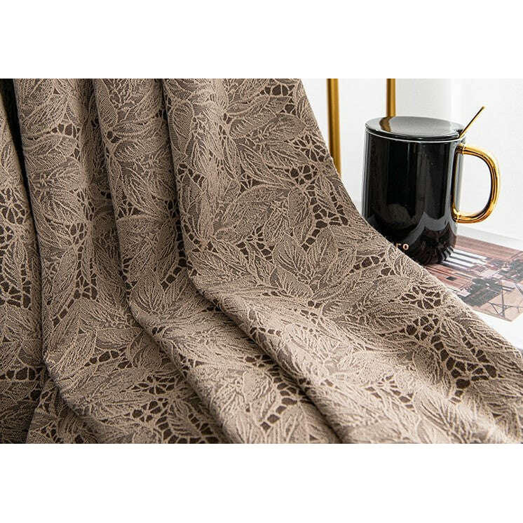 T.B. London Literary Lace Blackout Curtains - Thermal Insulated Window Drapes for Bedroom & Living Room - Tan (Set of 2 Panels) - Perfect for Home Decor, Light Blocking & Privacy