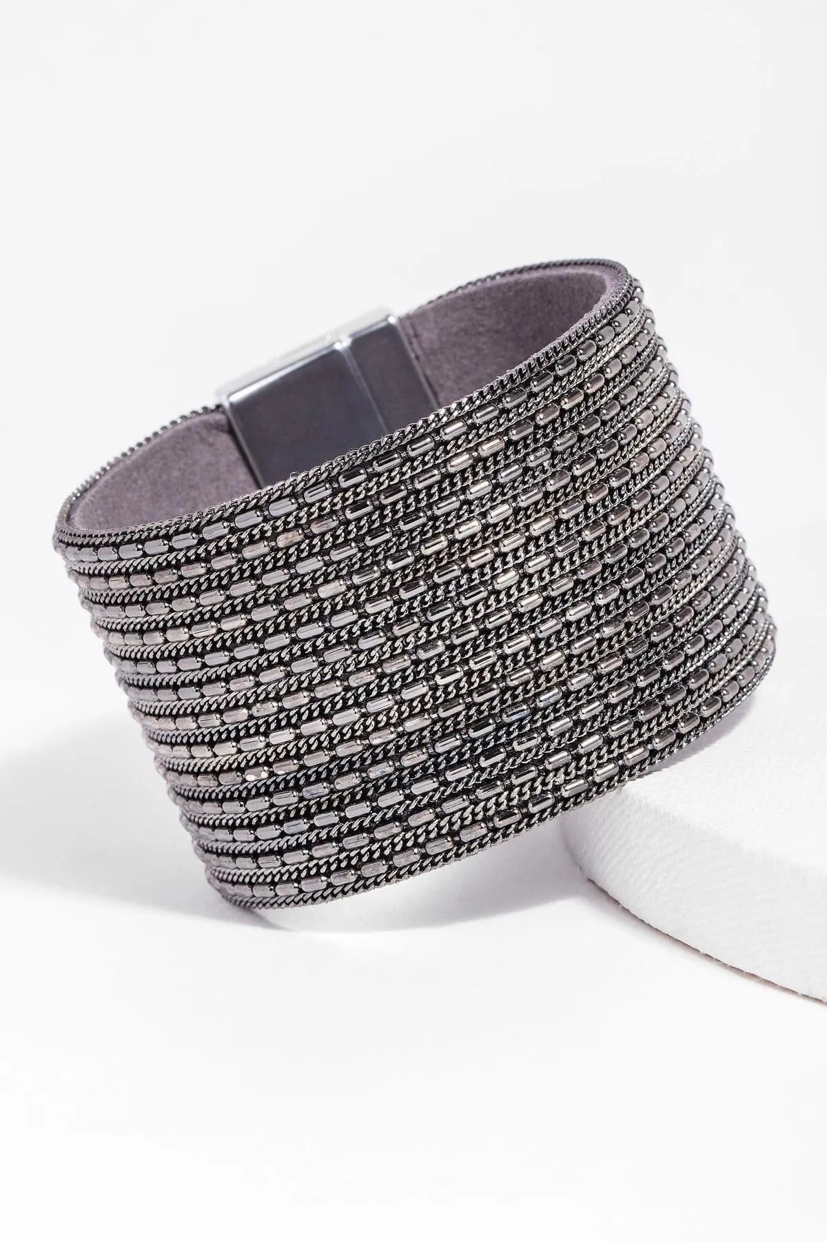 Rock n Roll Bracelet for Women & Men - Stylish Leather & Metal Biker Cuff - Perfect for Concerts, Parties & Everyday Wear