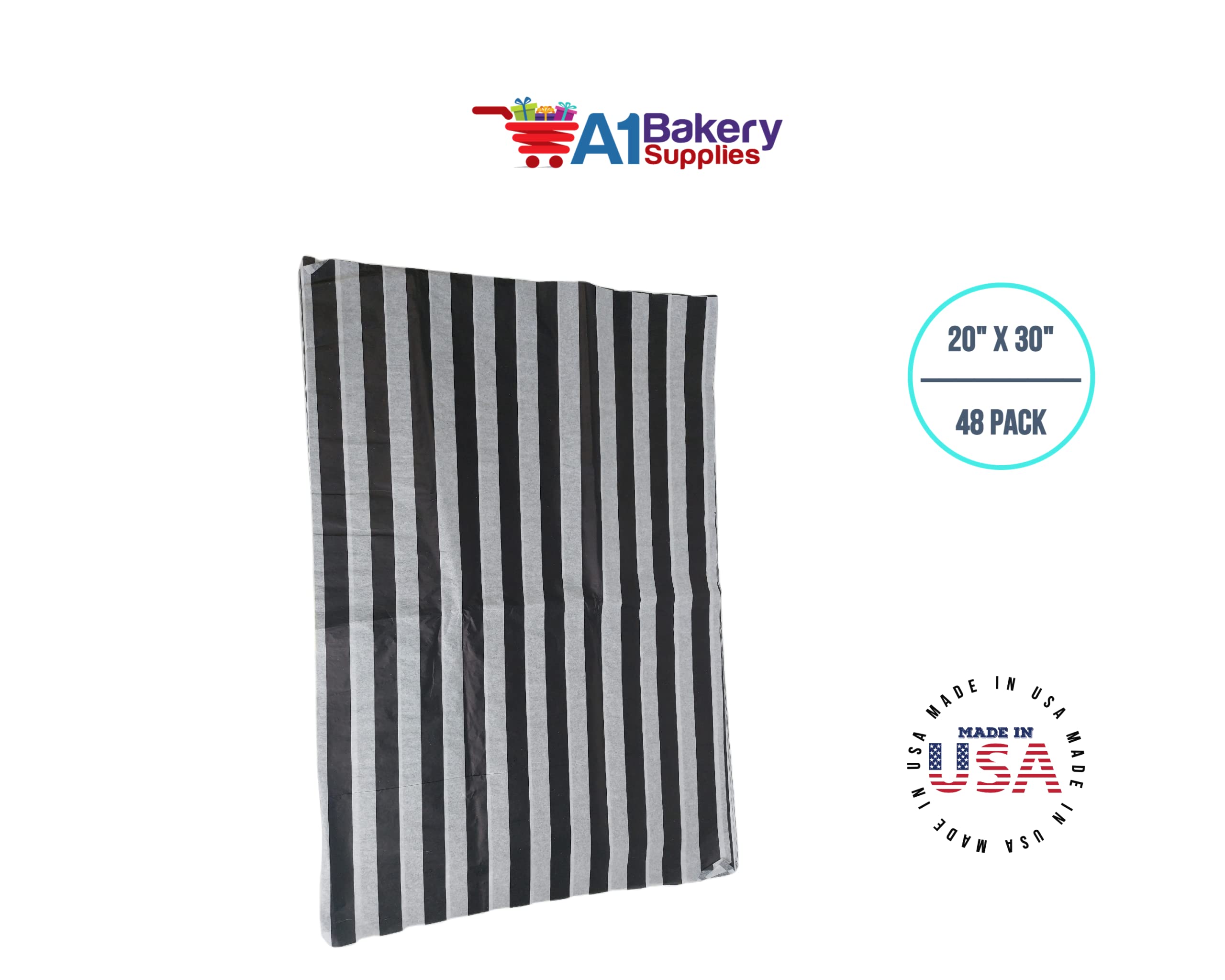 Premium Black & White Striped Tissue Paper 20x30 Inches - Bulk 48 Pack for Gift Wrapping, Party Decorations & Craft Projects