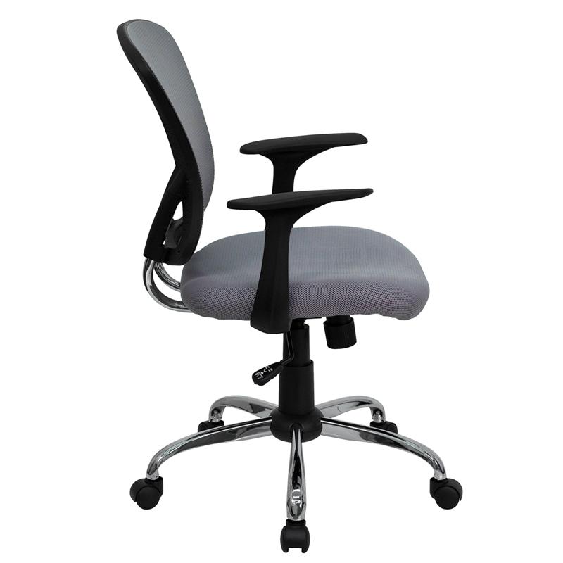 FLASH Alfred Mid Back Black Mesh Swivel Task Office Chair with Chrome Base and Arms - Ergonomic Desk Chair for Home Office, Computer Work & Gaming
