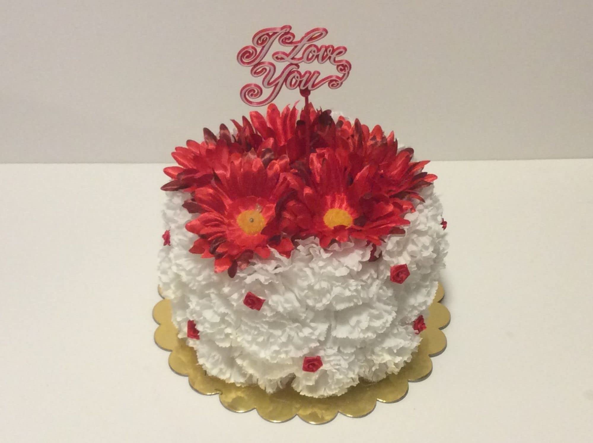 Realistic Fake Cake Decor - Artificial Flower Birthday Cake for Party Centerpiece, Wedding, Baby Shower & Home Decor