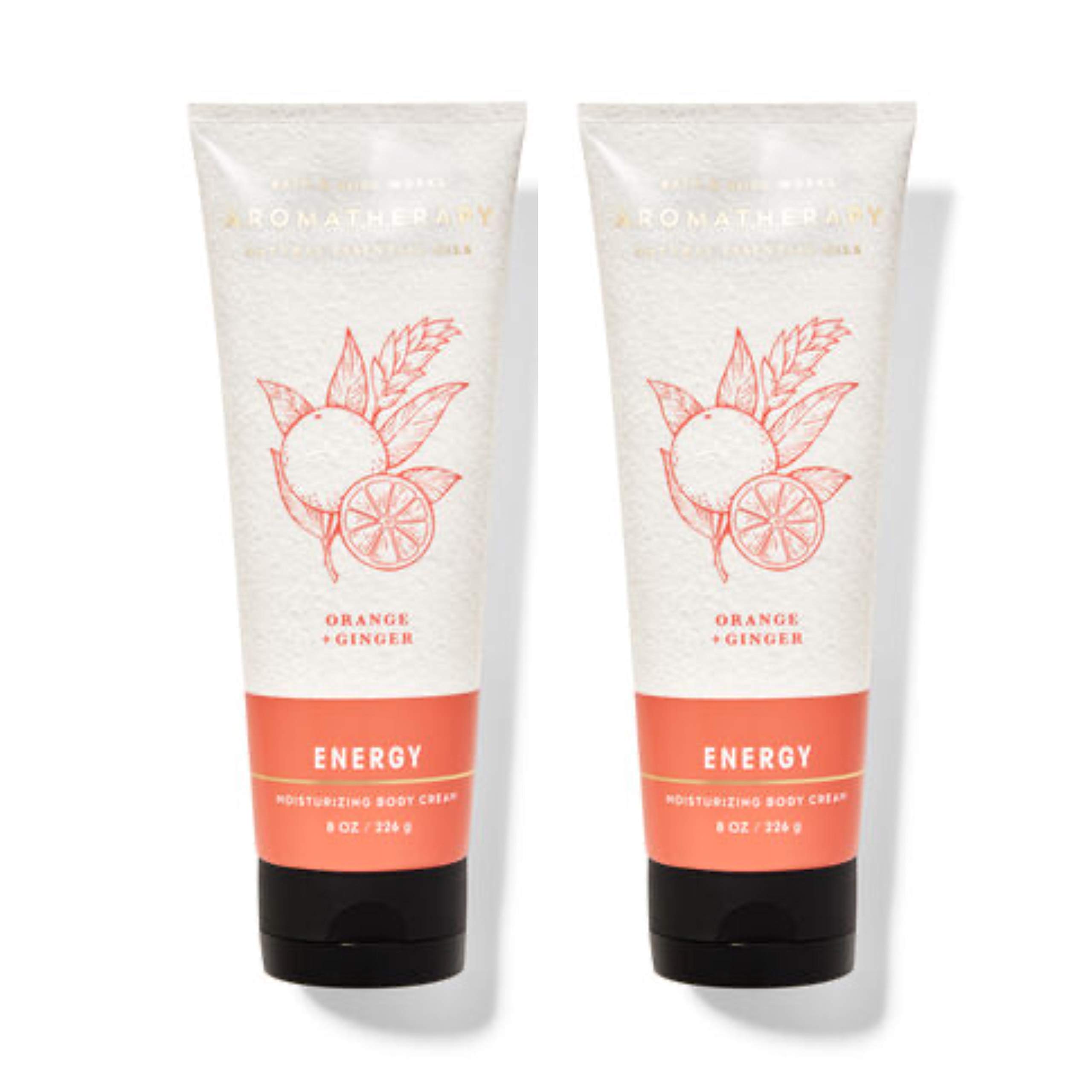 Bath & Body Works Aromatherapy Energy Orange Ginger Body Cream 8.0 oz (226g) - 2 Pack Moisturizing Lotion for Dry Skin - Perfect for Morning Routine & Stress Relief
