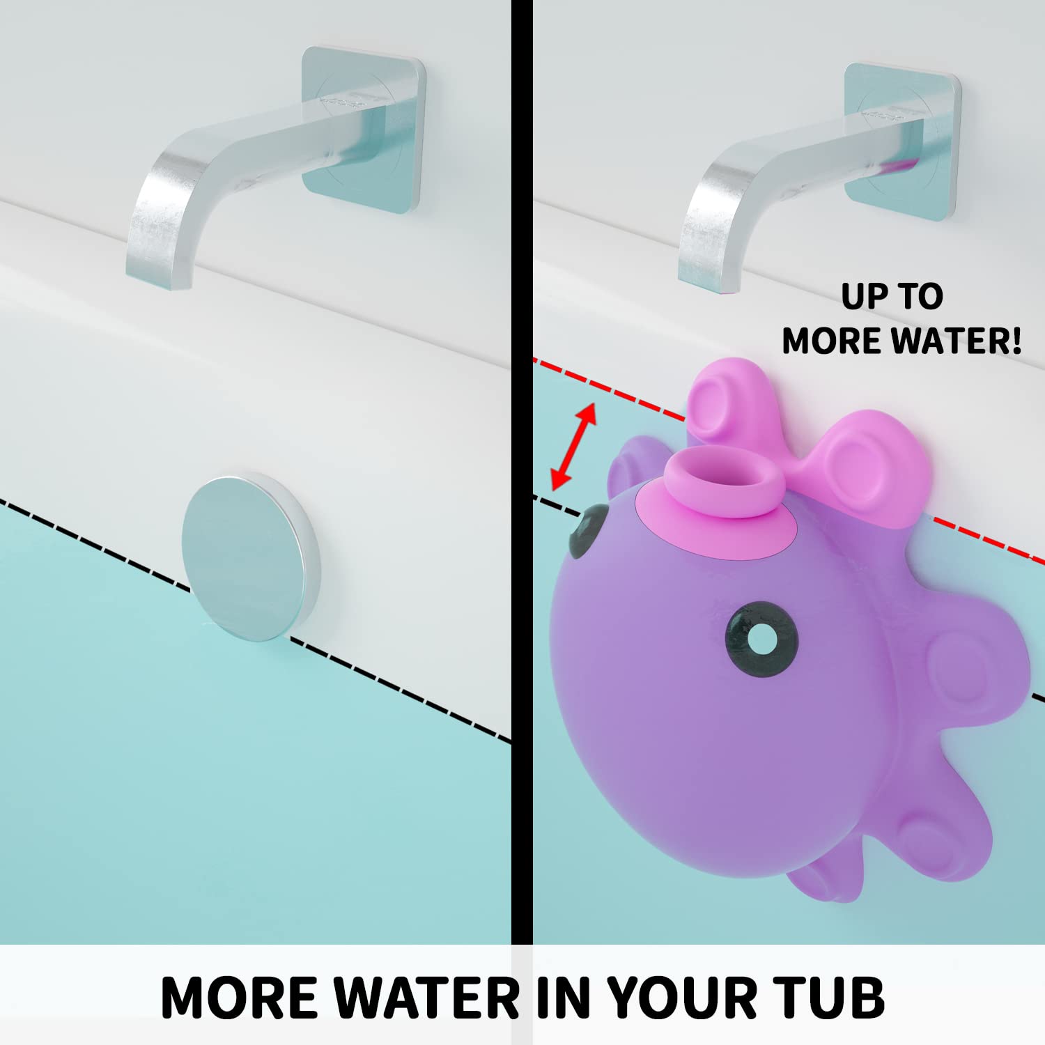 Silicone Bathtub Overflow Drain Cover - Extend Water Depth for Deeper Bath, Spa & Relaxation, Hot Pink Bathroom Accessory (Fits Standard Tubs, Leak-Proof Design) - Perfect for Bubble Baths, Soaking & Luxury Home Spa Experience