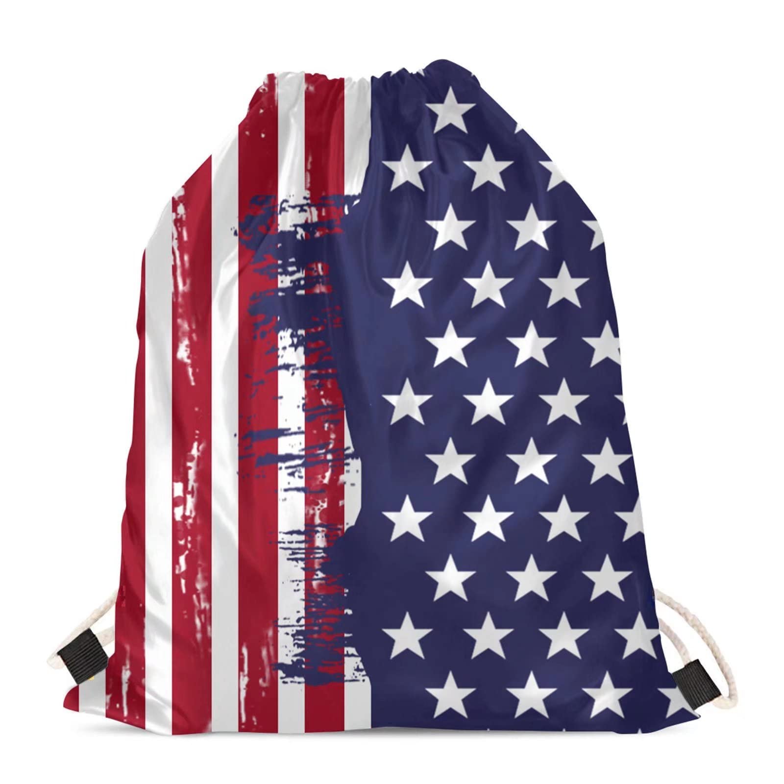 GIFTPUZZ American Flag Drawstring Backpack - Gym Bag for Women, Men & Kids - Sports Sackpack for School, Dance, Yoga, Travel & Storage - Patriotic Drawstring Pouch for Everyday Use