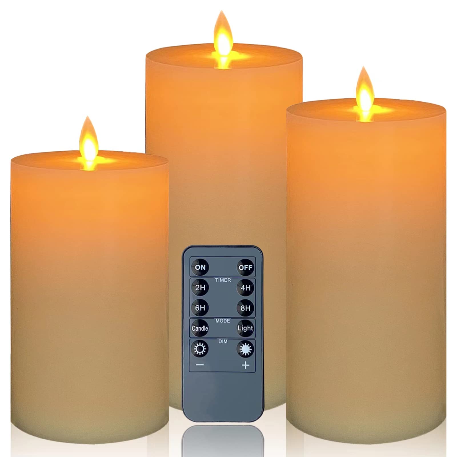 Vanilla LED Flameless Candles Set - 3 Sizes with Remote & Timer for Home Decor