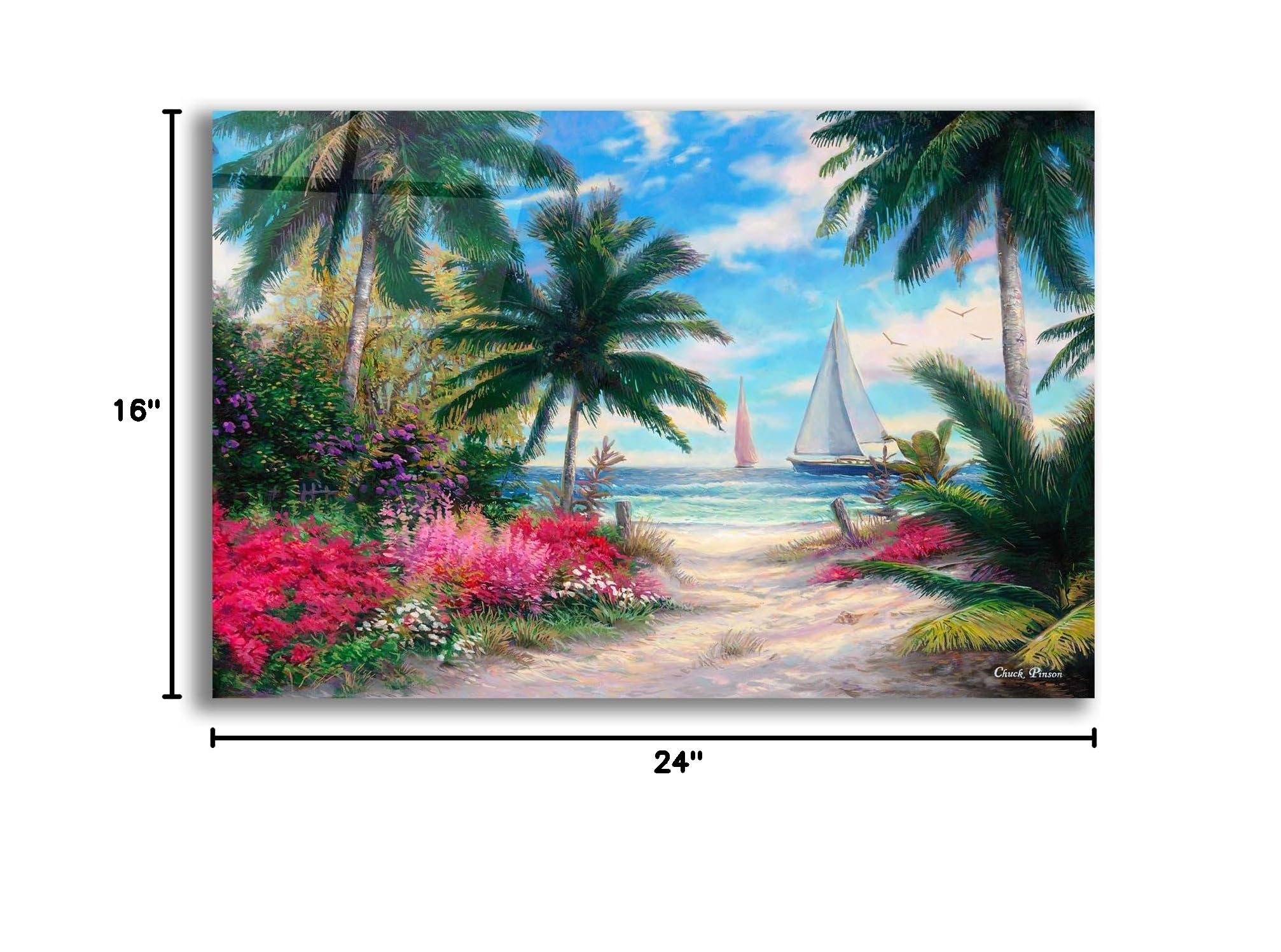 Epic Art 'Sea Breeze Trail' by Chuck Pinson - 24x16 Inch Acrylic Glass Wall Art for Living Room, Bedroom & Office Decor - Modern Coastal Landscape Painting
