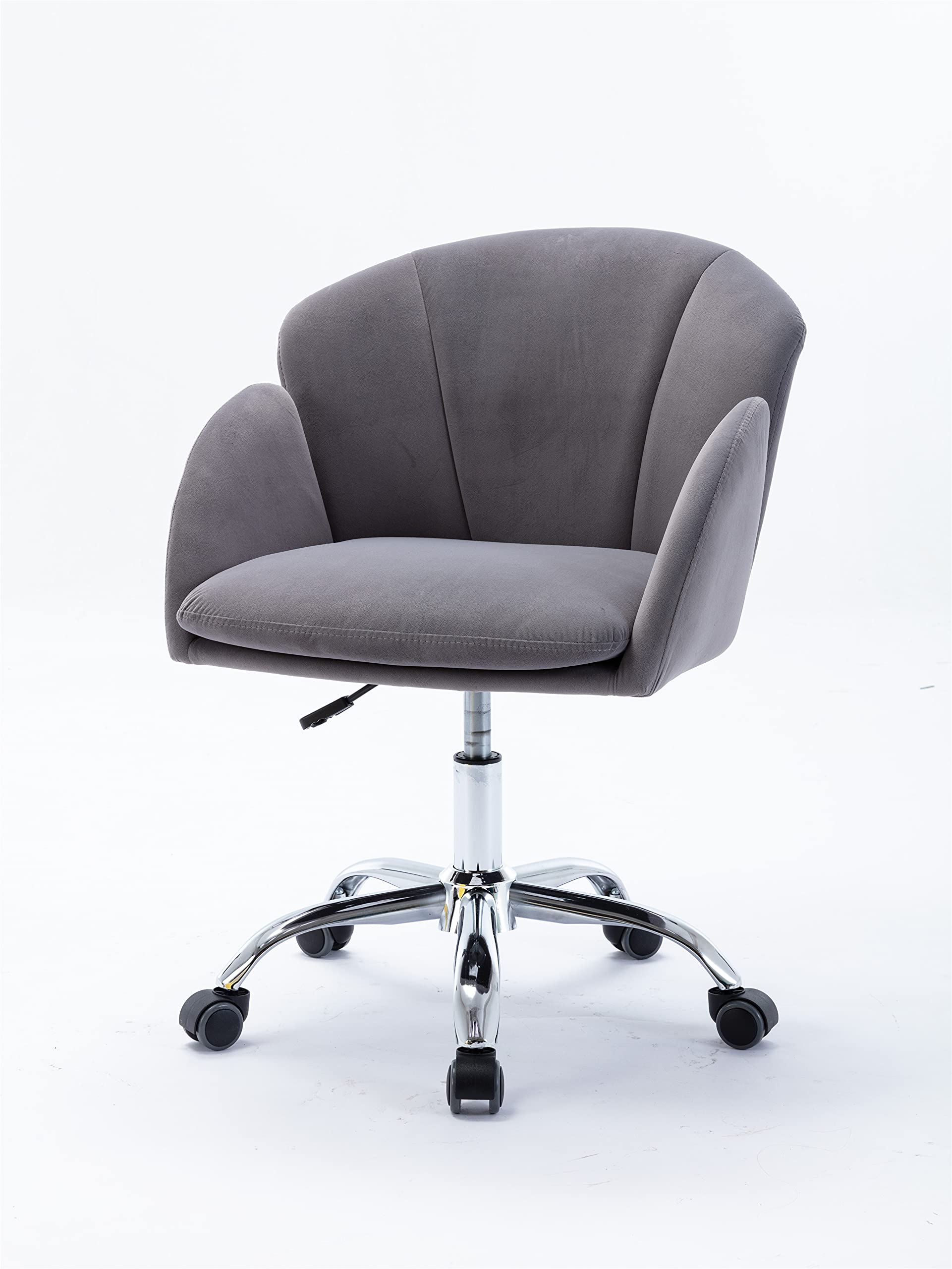 Velvet Office Desk Chair - 360° Swivel Adjustable Height Tufted Upholstered Armchair with Padded Seat | Ergonomic Comfort for Home Office, Study, Bedroom & Living Room | Modern Accent Chair for Work, Gaming & Relaxation (Gray)