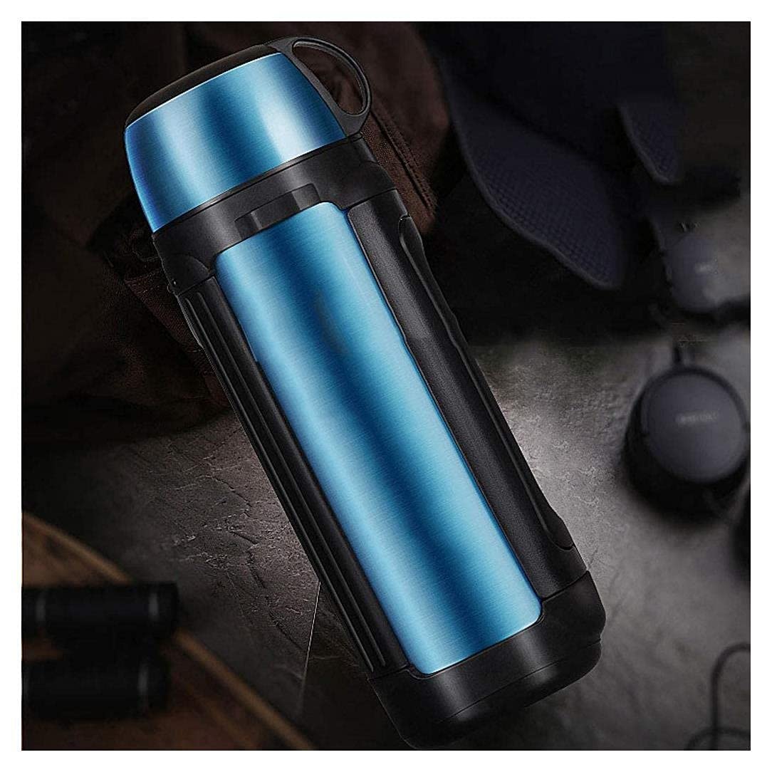 Premium 2L Stainless Steel Insulated Water Bottle - 304 Food-Grade, Leak-Proof, Portable Travel Thermos for Coffee, Tea & Hot Drinks - Perfect for Camping, Hiking, Gym & Office Use (Color: Black)