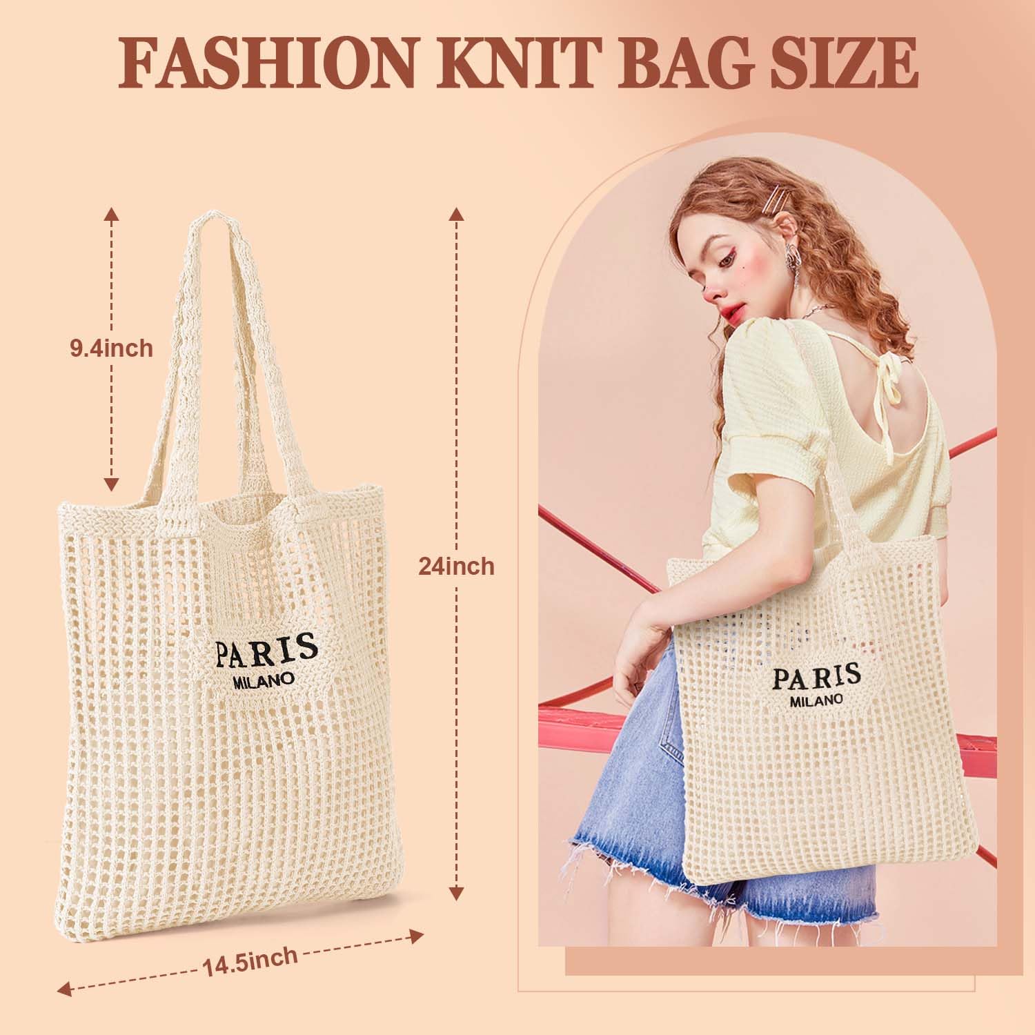 Stylish Ayieyill Crochet Tote Bag for Women - Breathable Mesh Beach Bag, Boho Knit Purse for Summer Vacation, Travel & Shopping | Perfect for Beach Outings, Picnics & Boho Fashion Accessories