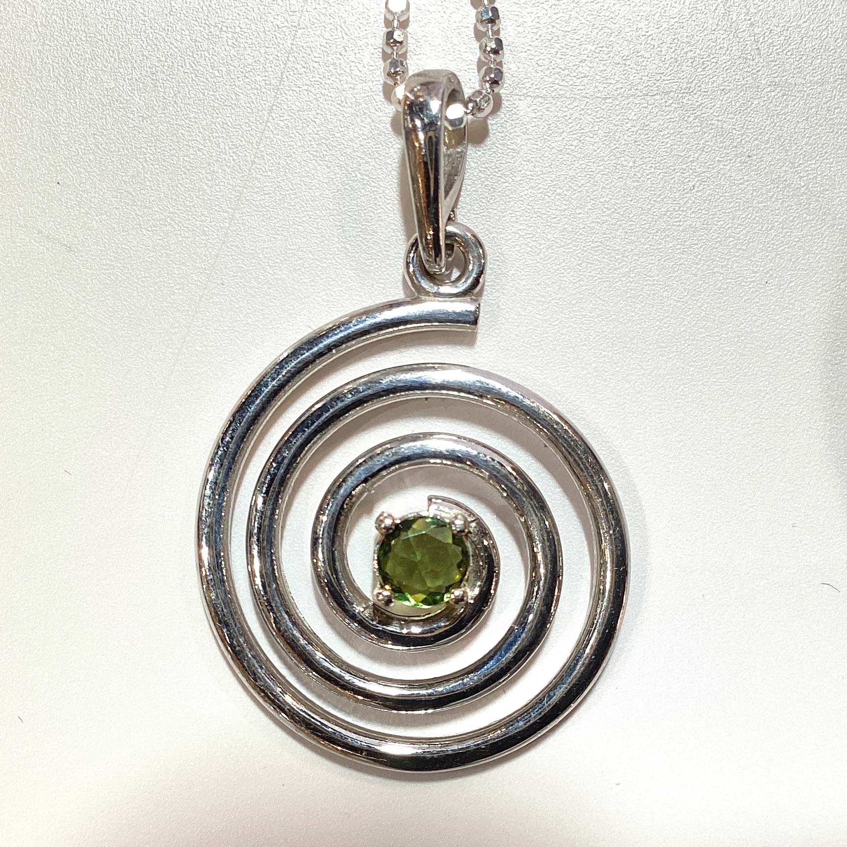 Genuine Moldavite Faceted Spiral Pendant Necklace - 925 Sterling Silver Jewelry for Women - Perfect for Spiritual Healing, Meditation & Energy Work