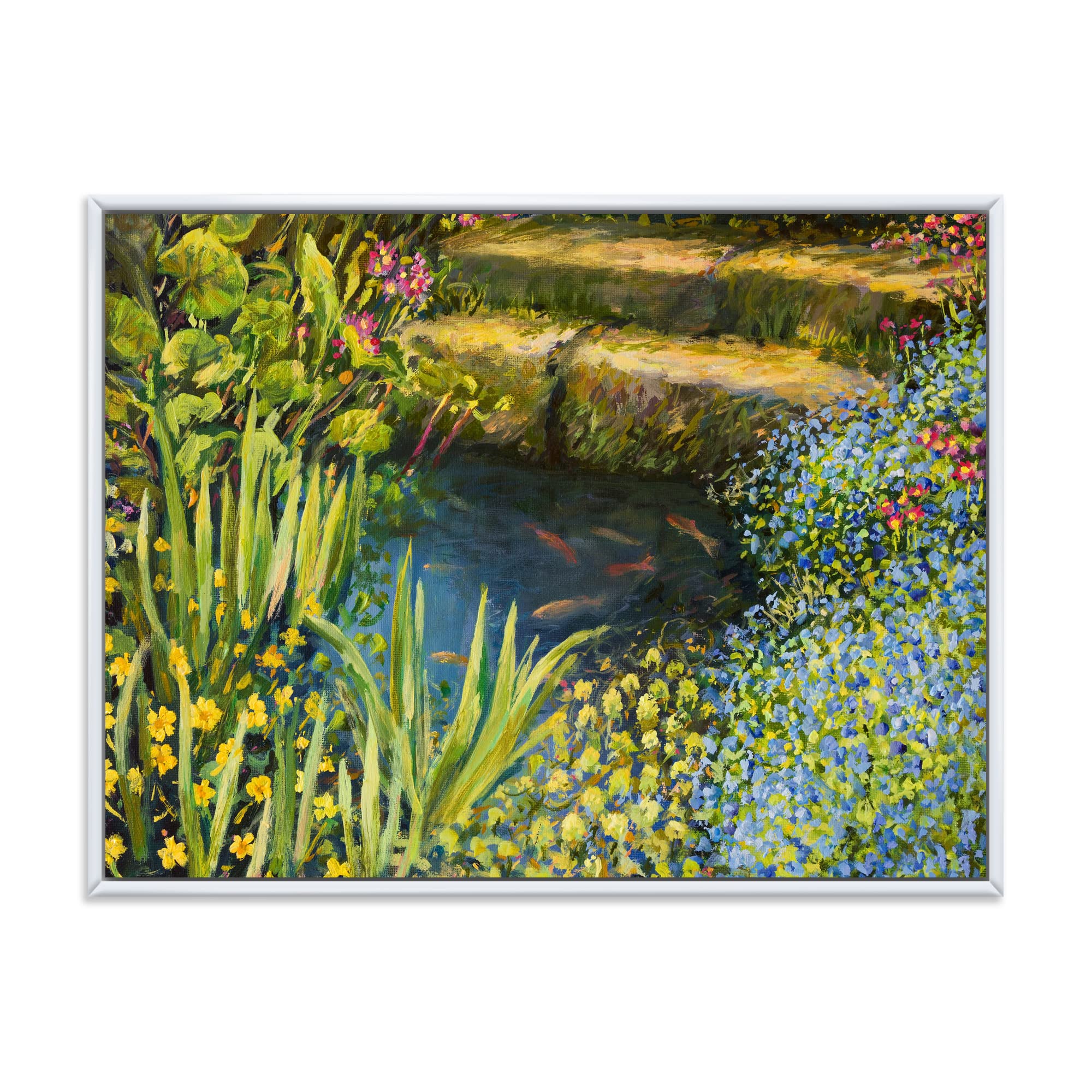 DesignQ Colorful Silence At The Lake Side - Lake House Framed Canvas Wall Art Print - Perfect for Living Room, Bedroom & Office Decor