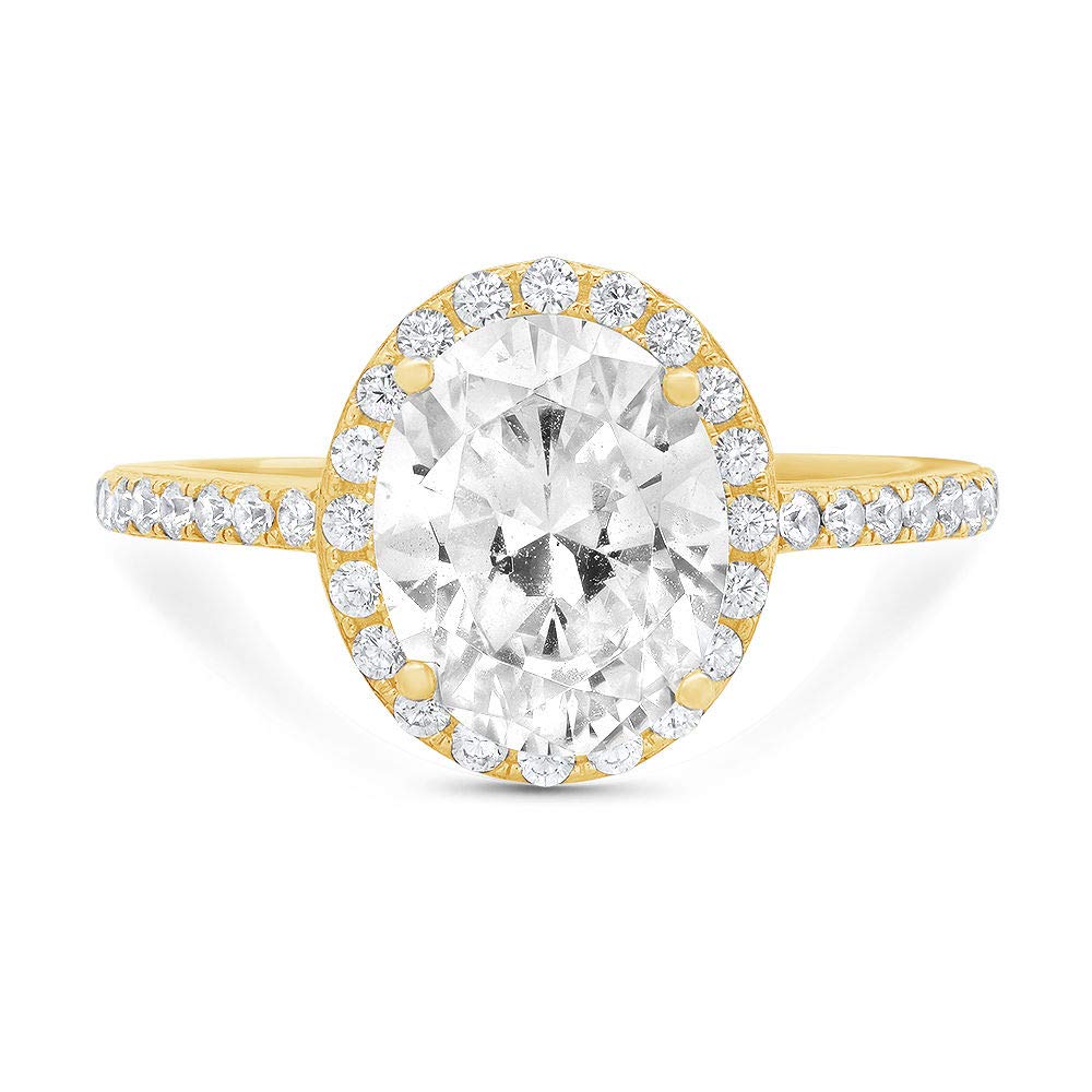 3.68ct Oval Cut Diamond Halo Engagement Ring 14K Yellow Gold - Wedding, Anniversary & Bridal Jewelry Gift for Her