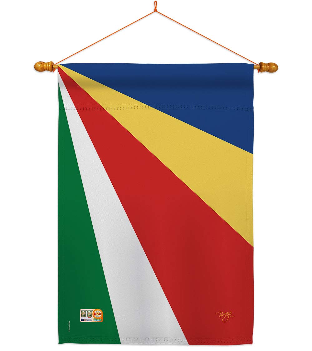 Seychelles National Flag Set 28x40in with Pole for Home & Garden Decor