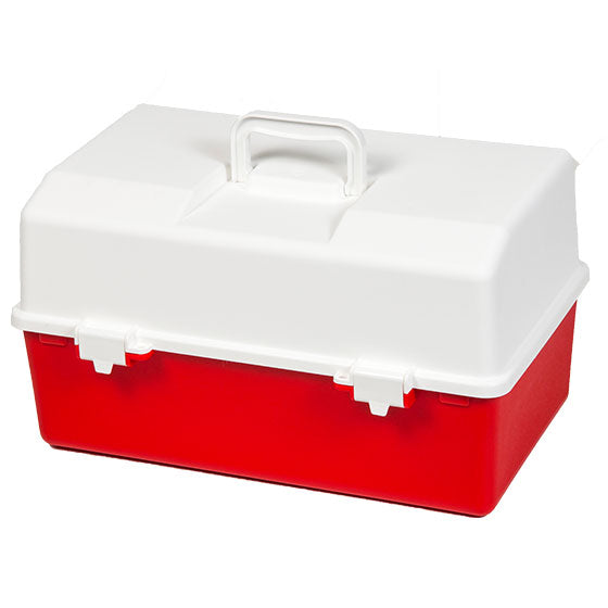 Compact Red and White Plastic First Aid Kit with Single Tray - Perfect for Home, Office, Car, and Travel Emergency Preparedness