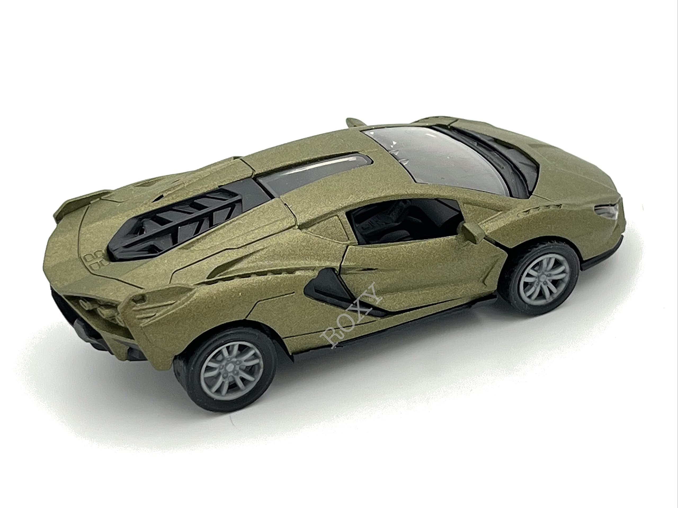 1:32 Scale Metal Lamborghini Sian Toy Car with Openable Doors & Trunk - High Speed Pull Back Dual Tone Sports Car for Kids (Olive Green) - Perfect for Birthday Gifts, Collectibles & Racing Play