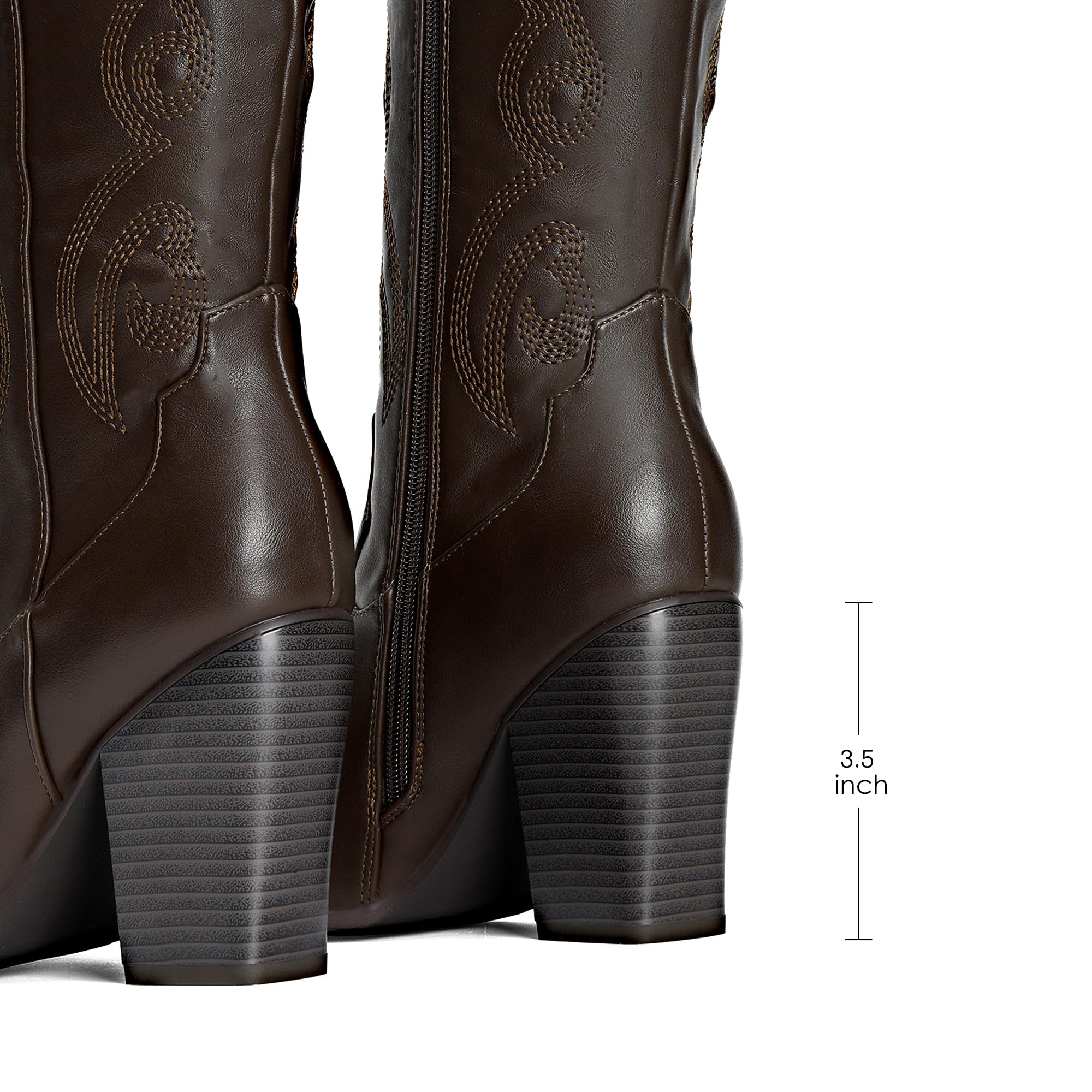DREAM PAIRS Women's Cowboy Boots - Western Cowgirl Knee High Boots with Block Heel | Fashionable & Comfortable for Country Dancing, Rodeo, and Everyday Wear