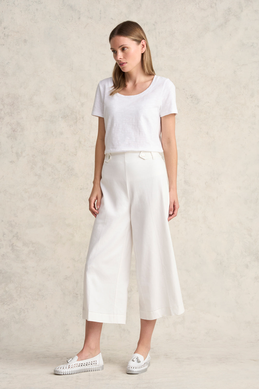 Premium White Linen Culotte Pants - Breathable High Waist Wide Leg Palazzo Pants for Women | Perfect for Summer, Beach Vacations & Boho Chic Outfits