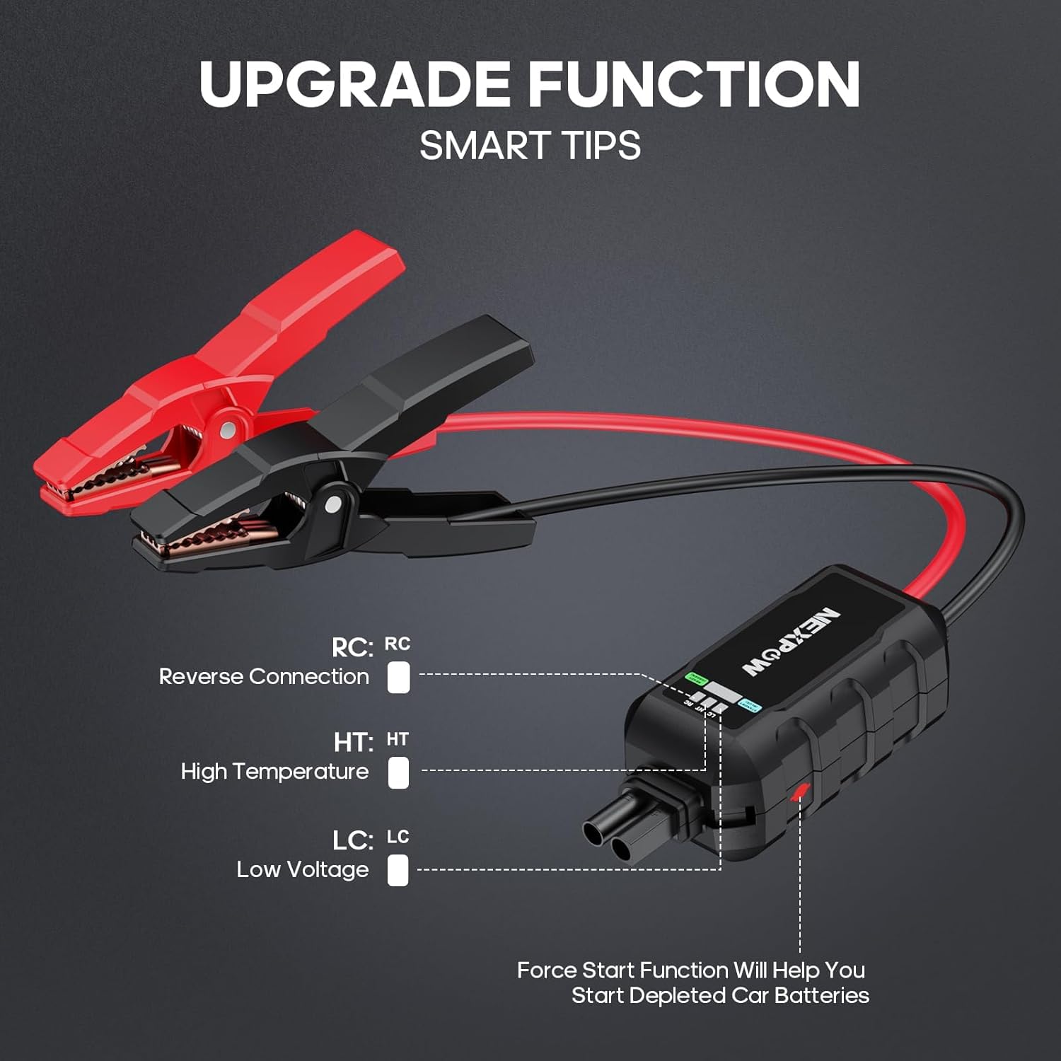 NEXPOW 5000A Peak Car Jump Starter - 12V Portable Lithium Battery Booster for All Gas & Up to 10.0L Diesel Engines | Includes Jumper Cables, LED Light & USB QC3.0 | Emergency Roadside Assistance, Winter Car Care & Power Outage Solution