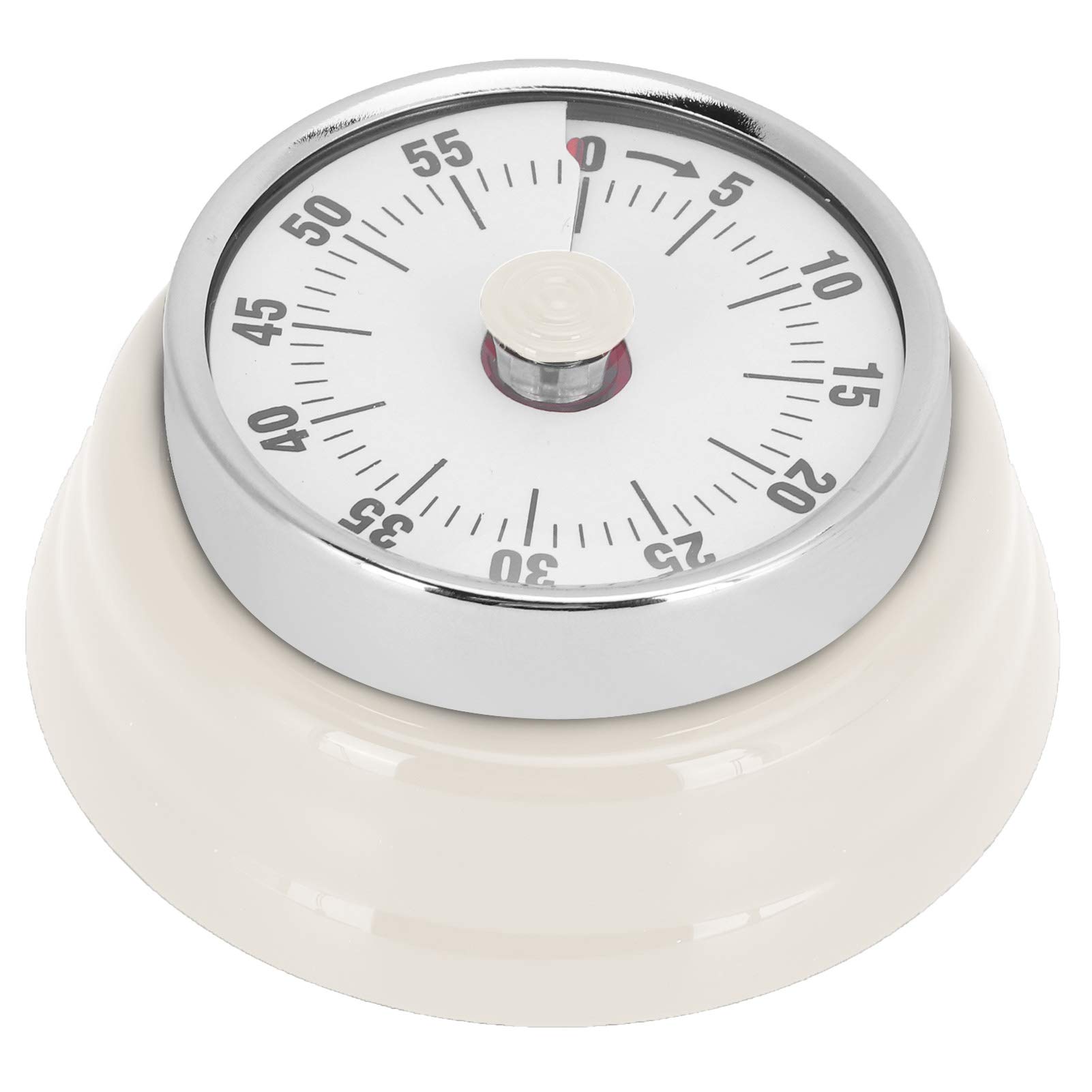 Magnetic Kitchen Timer with Alarm - Manual Mechanical Cooking Countdown Timer for Baking, Cooking & Time Management - White (Perfect for Home, Office & Classroom Use)
