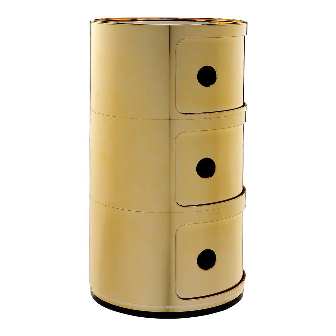 Componibili Round 3-Door Storage Tower - Modern Modular Organizer for Bedroom, Living Room & Office - Space-Saving Furniture Solution