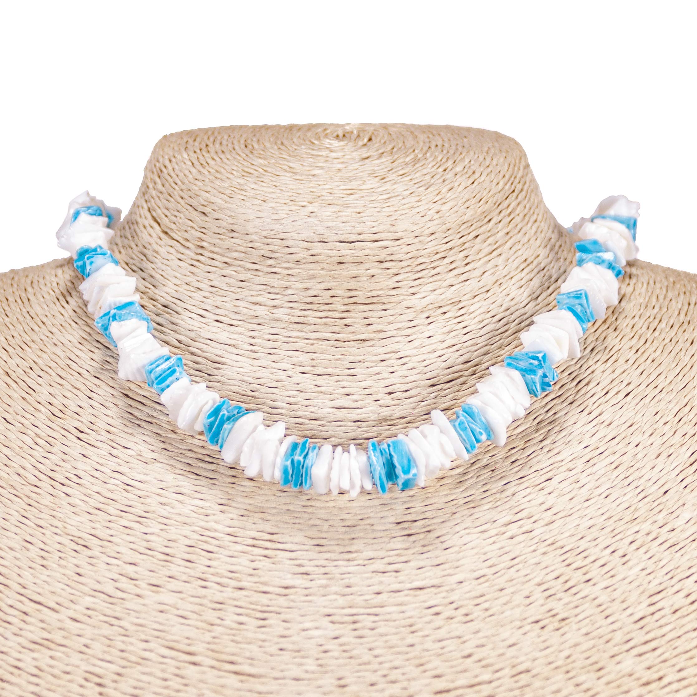 BlueRica Puka Shell Chips Necklace & Anklet Set - Natural Beach Shell Jewelry for Women, Boho Style Layered Necklace and Anklet Combo (Multi Color) - Perfect for Summer Vacations, Beach Parties and Boho Fashion Accessories