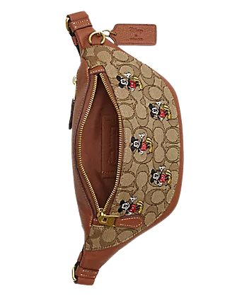 Coach Disney X Coach Warren Mini Belt Bag - Signature Jacquard with Mickey Mouse Print - Stylish Crossbody Bag for Women, Perfect for Travel, Shopping & Everyday Use