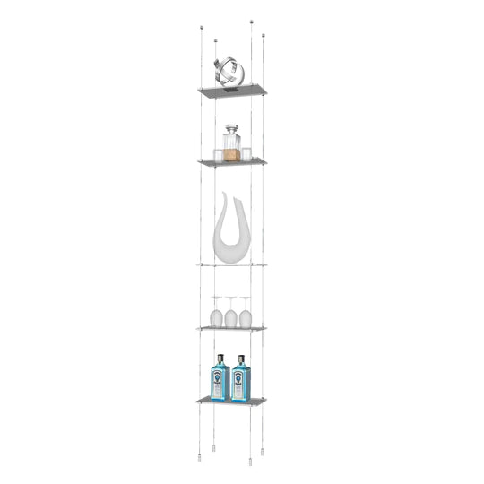 Blue Grouse Floating Glass Shelf Unit - Modern Wall-Mounted Display for Bathroom, Kitchen, or Living Room Decor