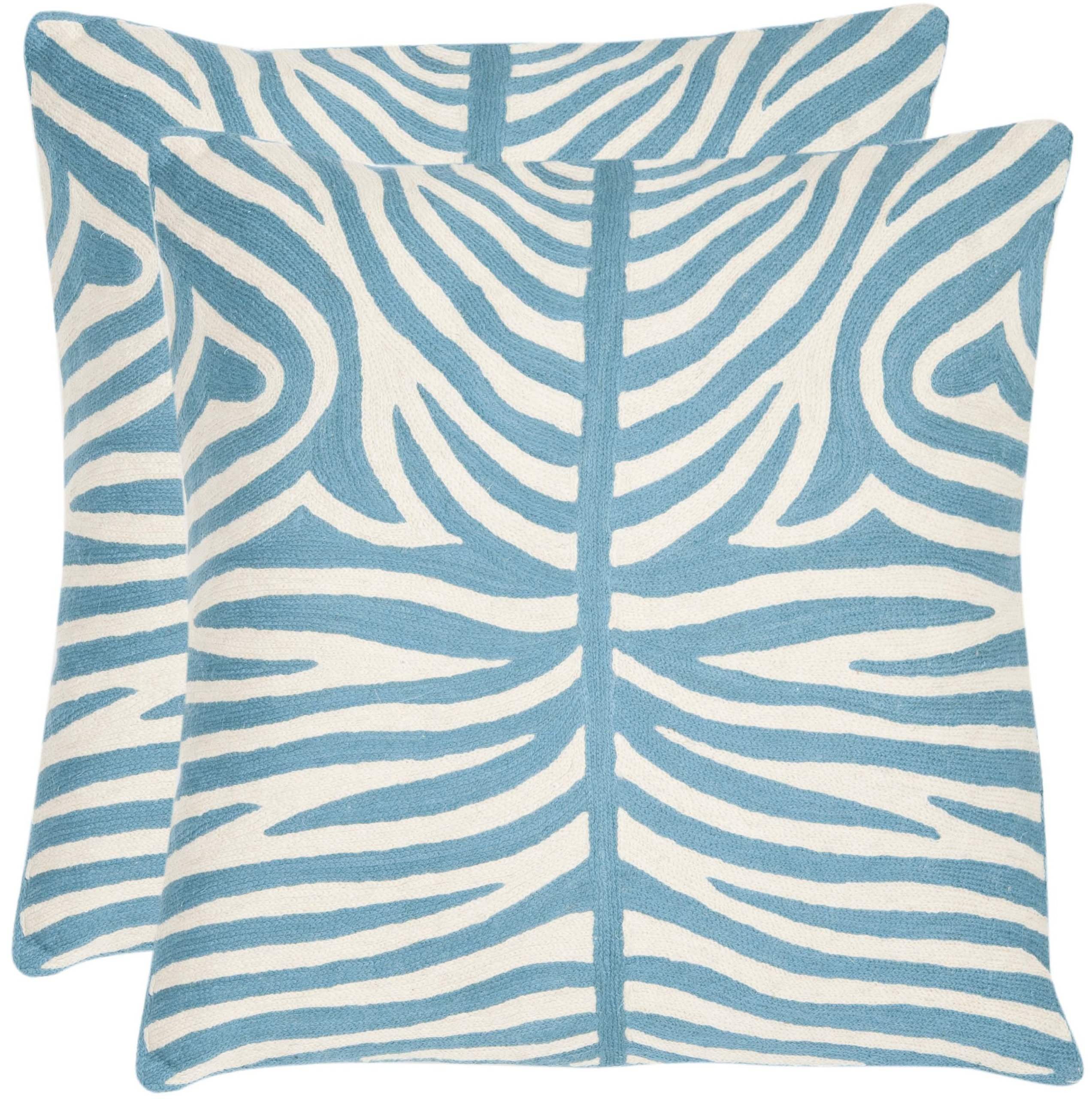 Safevieh 22x22 Inch Sierra Blue Rain Throw Pillows - Set of 2 Decorative Cushions for Sofa, Bed & Living Room