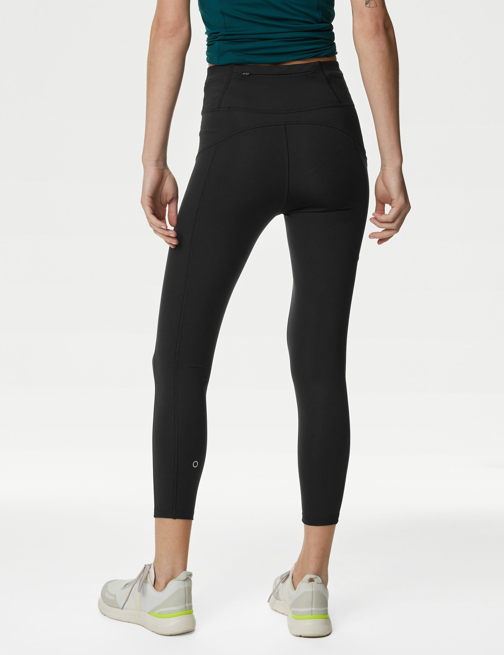 Go Move High Waisted 7/8 Gym Leggings for Women - Black Workout Yoga Pants with Tummy Control - Perfect for Running, Fitness & Lounge Wear